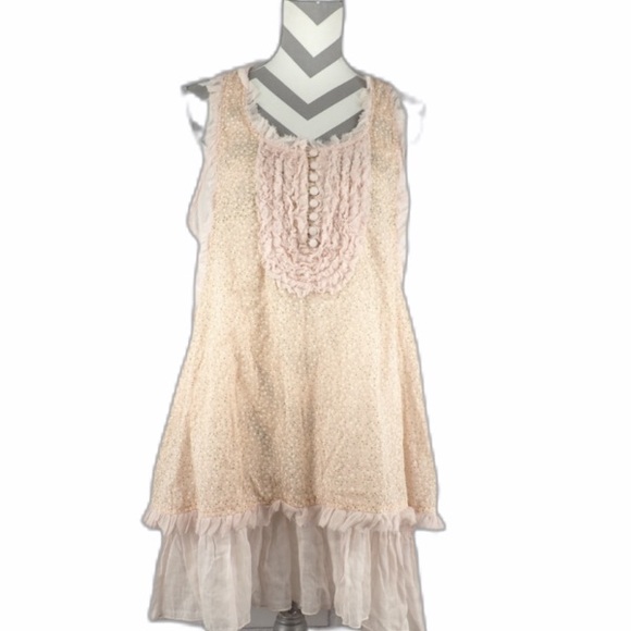 The Pyramid Collection Tops - NWOT L peach floral & lace boho layer runic dress